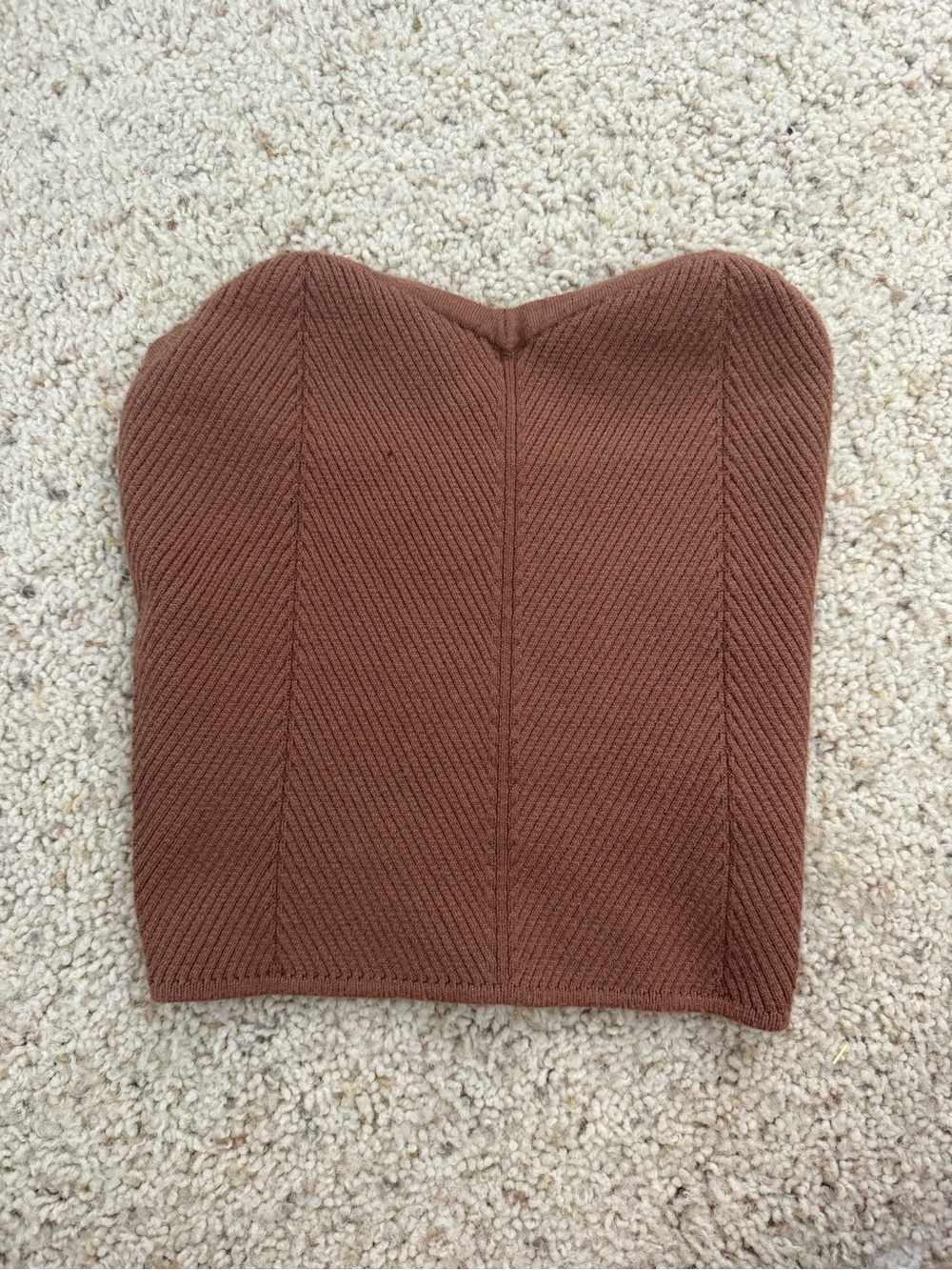aerie Brown Strapless Knit Bustier Top